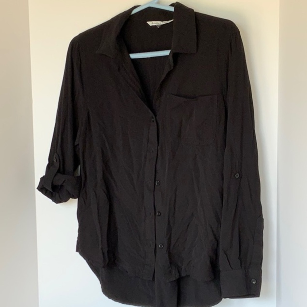 Amber Star button up black blouse